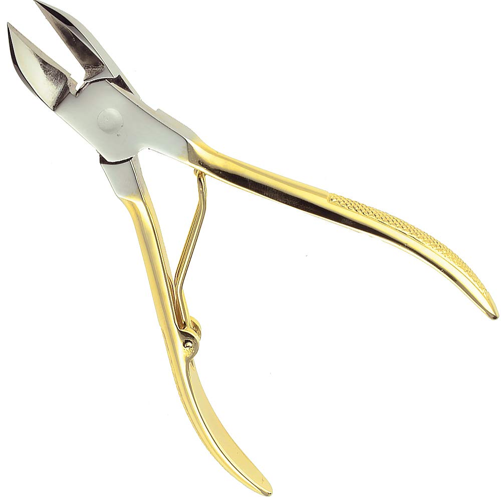 CS11 Professional 4" Fingernail Toenail Nipper/Clipper/Cutter for Manicure/Pedicure. Heavy Duty Precision Super Sharp Curved Stainless Steel 15mm Blade from Solingen Germany (Gold)