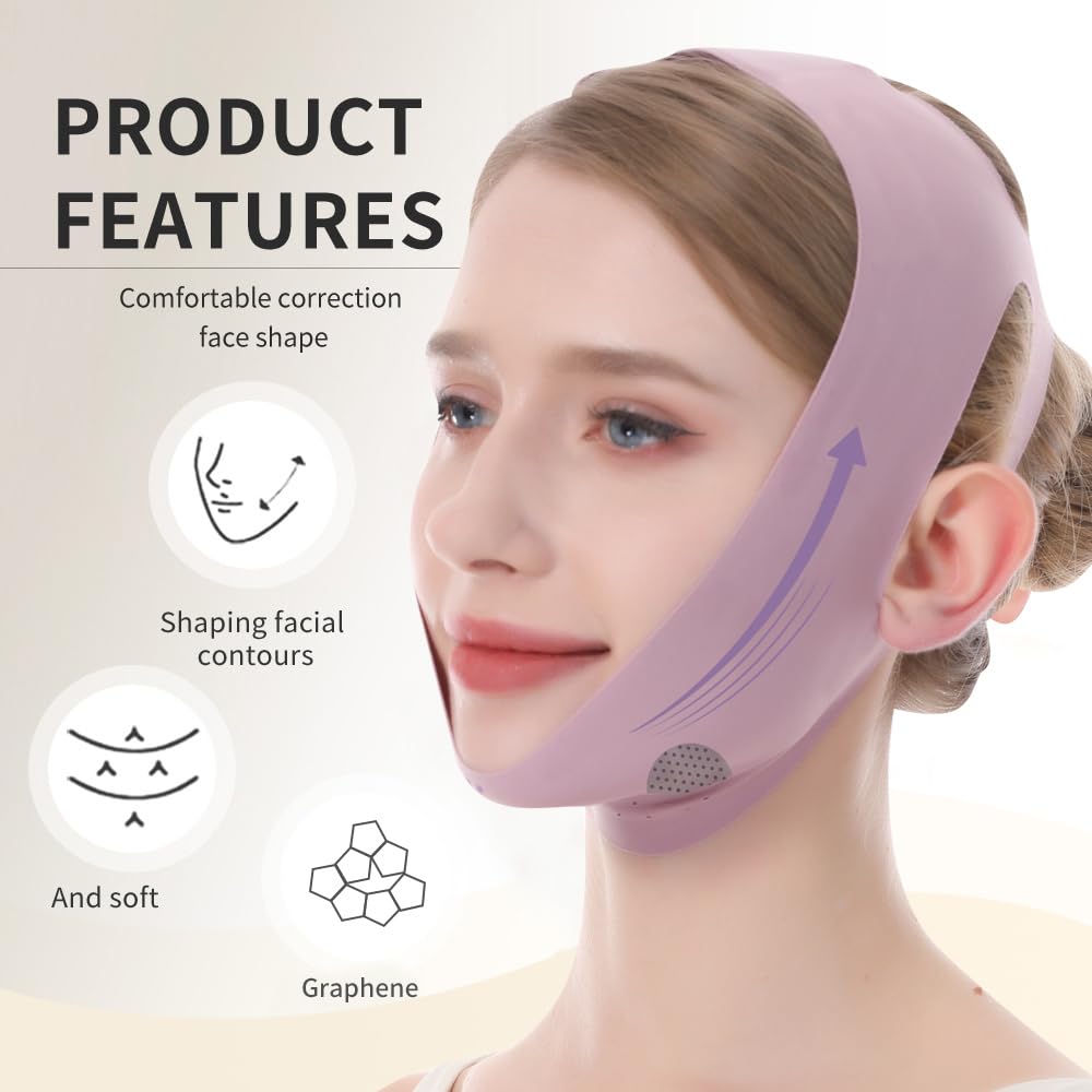 V-Line Lifting Mask & Chin Strap for Sleeping, Reusable Double Chin Reducer, Jaw Exerciser, Face Slimming & Sagging Prevention, Medium