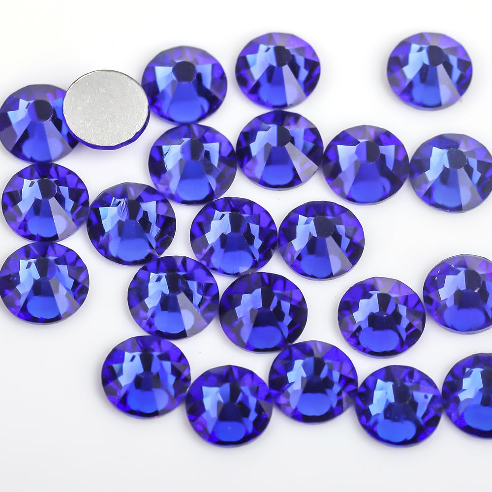 Flatback Glass Rhinestones,Bedazzler Gems 1440pcs Non Hotfix Crystal Rhinestones for Nail Charms Crafts Clothes Tumblers,Sapphire,SS16