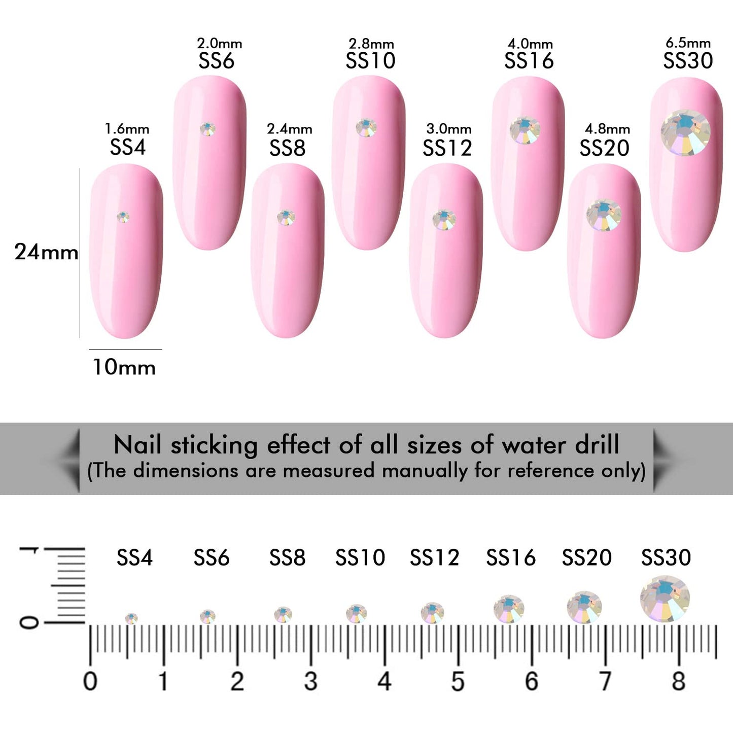 1440Pcs Moonlight Crystal Rhinestones,Glass Flatback Rhinestones Mini Gemstones for Nail Face Makeup Art Crafts Clothes Decoration -(SS8,2.4mm,Moonlight)