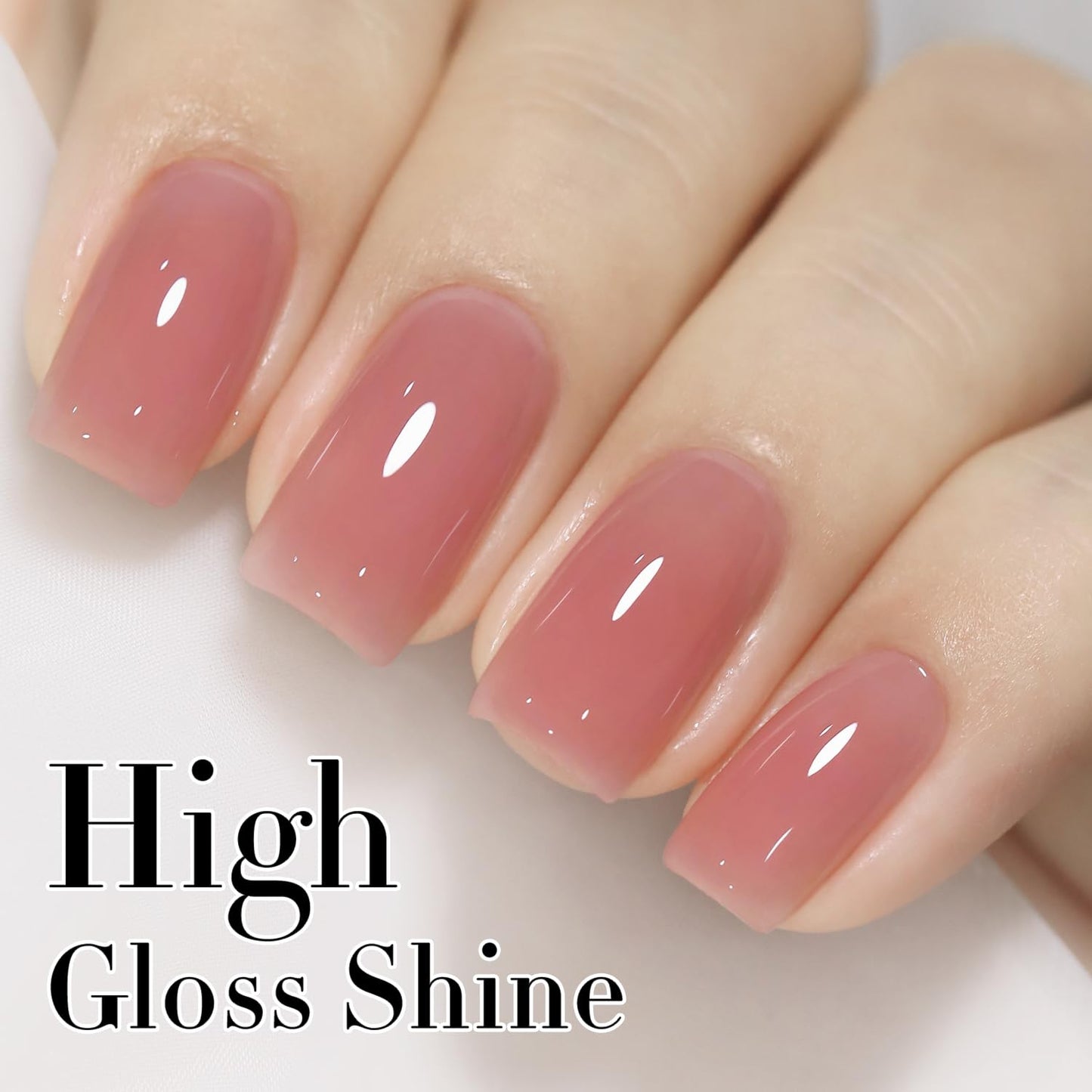 Double Rhythm Translucent Gel Polish Sheer Neutral Natural Light Milky Same Color Same Bottle 15ML Jelly Nail Polish Nail Art DIY at Home (Nude Milky Pink-A1384)