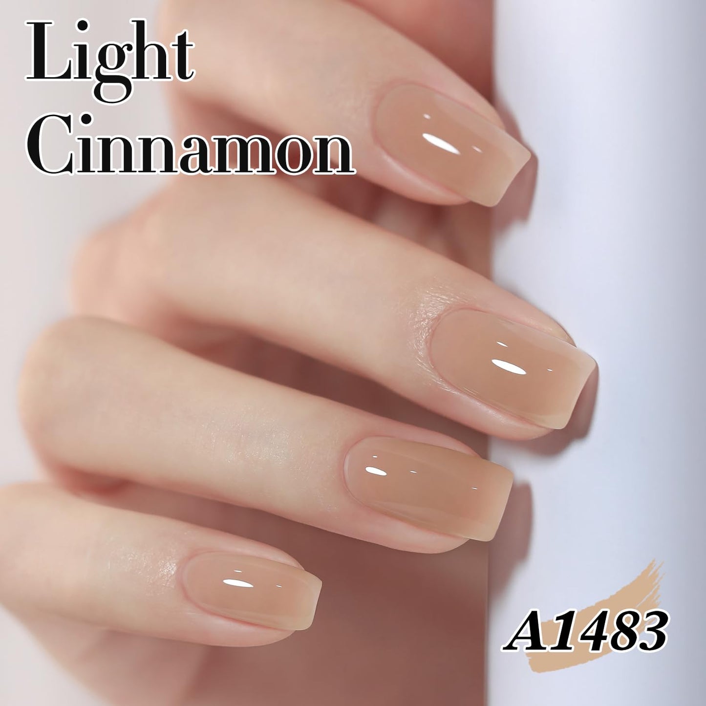 Double Rhythm Translucent Gel Polish Sheer Neutral Natural Light Milky Same Color Same Bottle 15ML Jelly UV Nail Polish Nail Art DIY at Home (Light Cinnamon-A1483)