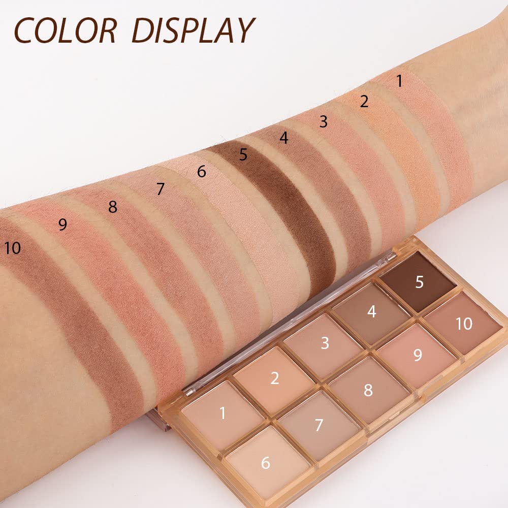 evpct 10 Colors Matte Nude Eye Shadow Palette Makeup for Older Women, Nude Brown Pink Cocoa Taupe Mauve Neutral Matte Cream Smokey Mini Eyeshadow Palette for Blue Green Eyes, Contour Makeup Palettes 5