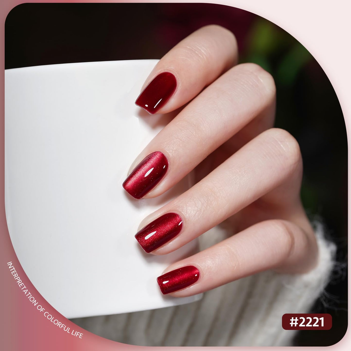 GAOY Jelly Red Glitter Cat Eye Gel Nail Polish Set with Magnet 6 Types of Holographic Cat Eye, Salon Gel Manicure and Nail Art DIY at Home