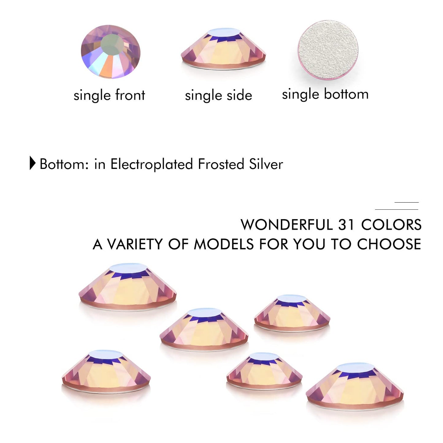 1440Pcs Light-Purple Ab Crystal Rhinestones,Glass Flatback Rhinestones Gemstones for Nail Face Makeup Art Crafts Clothes Decoration (SS20,4.8mm,Light-Purple Ab)