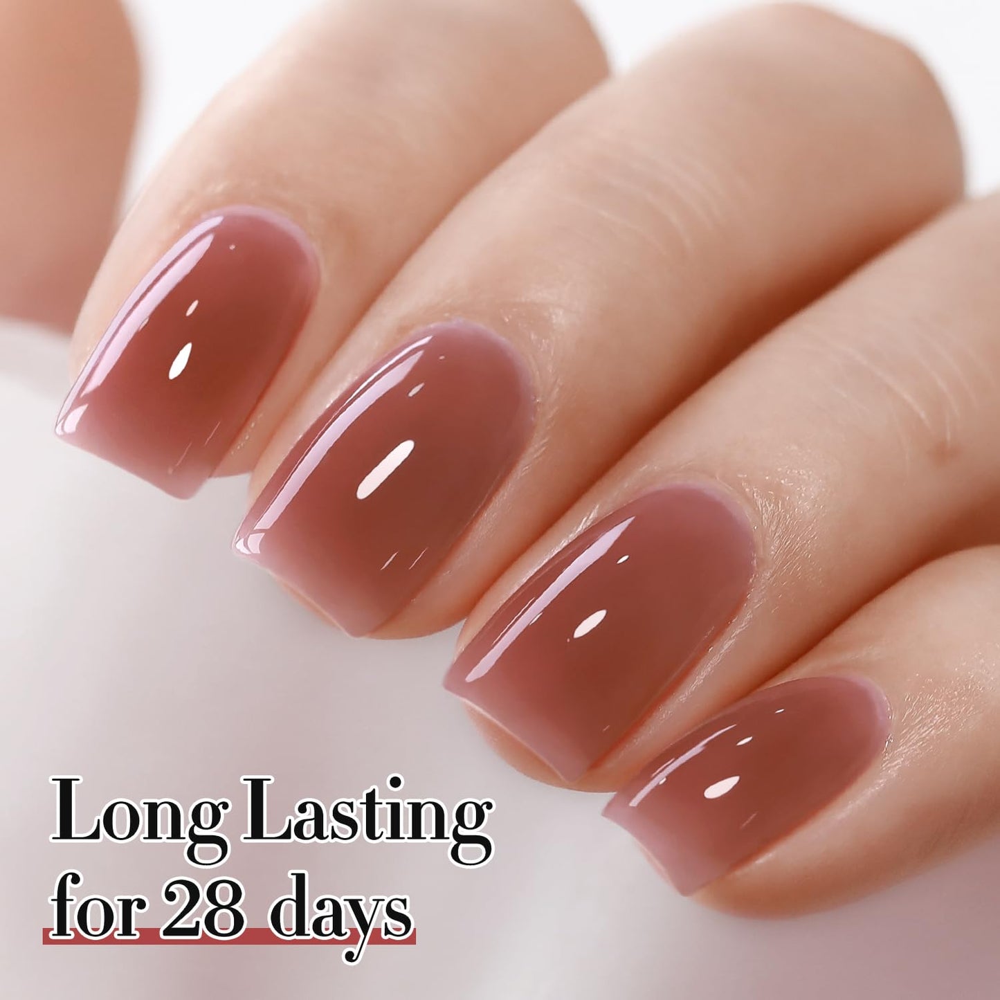 Double Rhythm 0.50 OZ Translucent Gel Polish Same Color Same Bottle Sheer Pastel Neutral Natural Milky 15 ML Jelly UV Nail Art DIY at Home (Red Brown-A1510)
