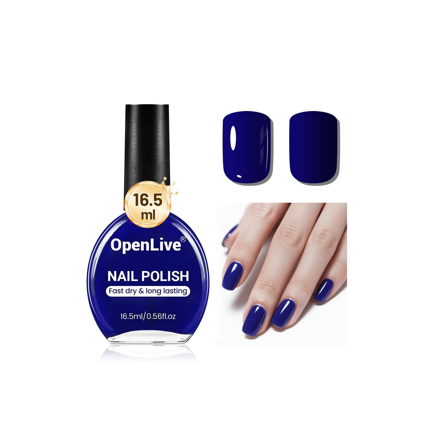 16.5ml Dark Blue Nail Polish Large Volume Quick Dry Nail Polish, Long Lasting Shine, Fingernail Toenail Nail Art DIY Home Travel Nail Art Gift