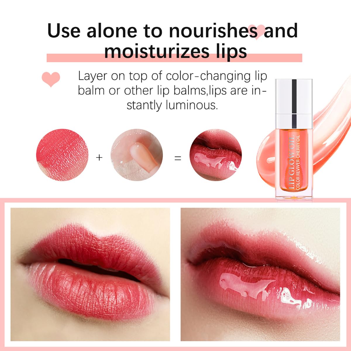 Hydrating Lip Glow Oil Moisturizing Plumping Lip Tint Lip Gloss Transparent Lip Balm Long Lasting Nourishing Repairing Lightening Lip Lines (012# ROSEWOOD)