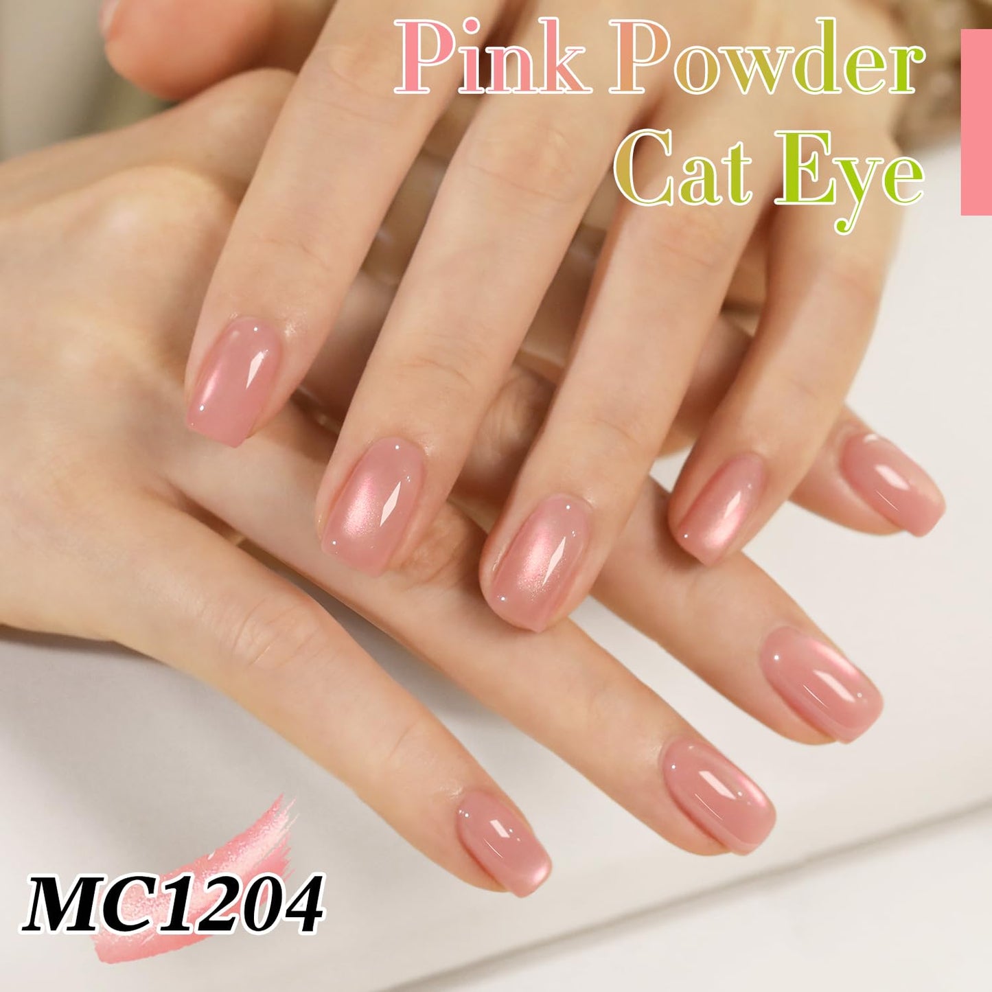 Double Rhythm 0.5 OZ Cat Eye Gel Polish with Magnet 15ML Holographic Glitter Shimmer Translucent Jelly Color Magnetic Nail Polish Salon DIY at Home (Fruit Nude Pink-MC1204)