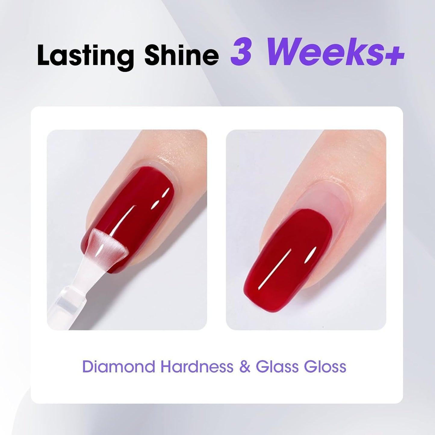 GELLEN No Wipe Gel Top Coat, 20ml Clear Glossy Top Coat Gel Nail Polish, Long Lasting for 28+ Days, DIY Nail Art Manicure for Women Gilrs