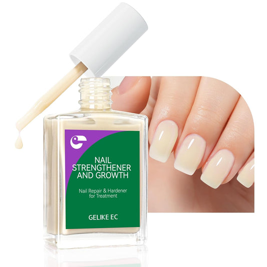 Nail Polish Strengthener and Growth Treatment: Apricot 15ml Gelike EC 6 in 1 Natural Nail Hardener Extra Strong and Growth - Long Lasting Nail Repair for Damaged Nails - For Daily Work Home Salon