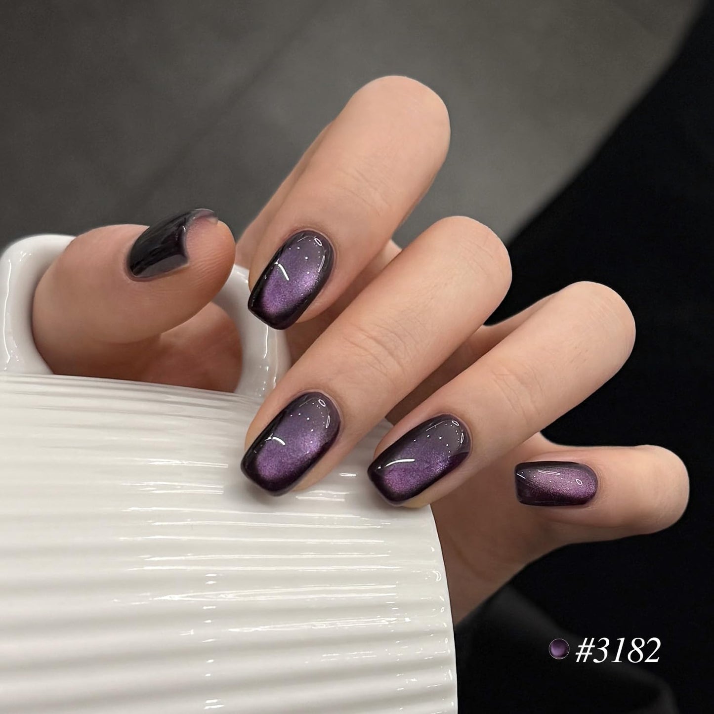 GAOY Purple Cat Eye Gel Polish Set, 6 Cosmic Violet Shades with Magnetic Glitter Effec, Galactic Glitter Gel for Mystic Nail Art