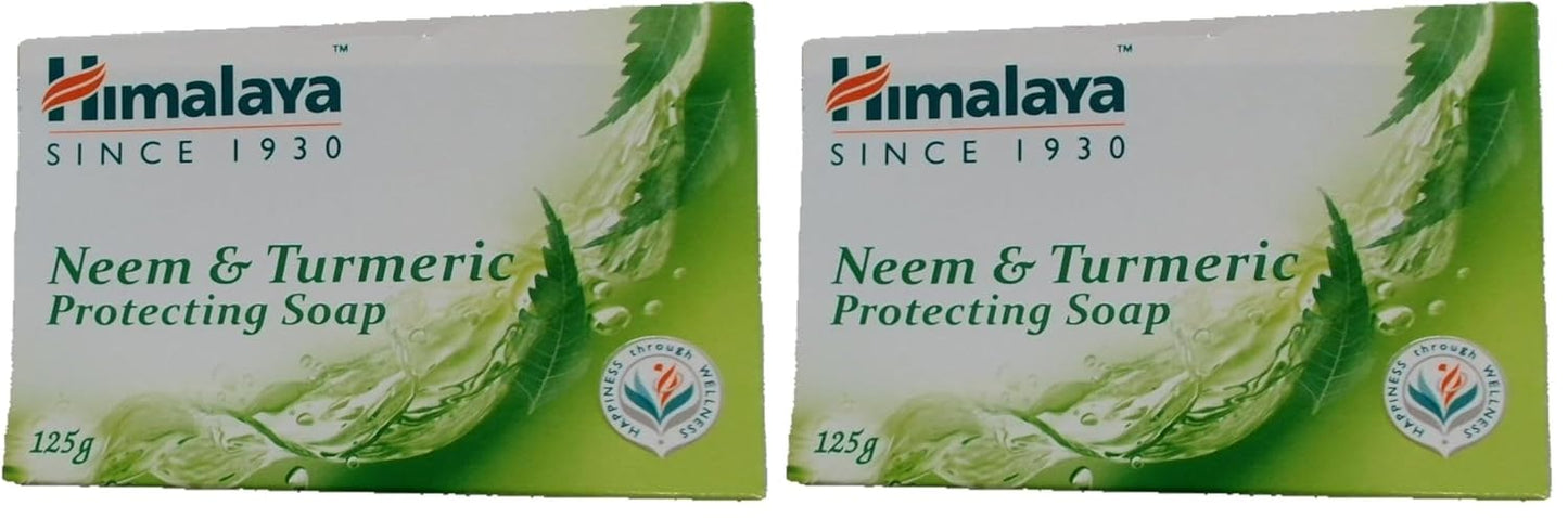 Himalaya Purifying Neem & Turmeric Cleansing Bar for Clean and Healthy Looking Skin, 4.41 Oz (125 gm) (Pack of 2)