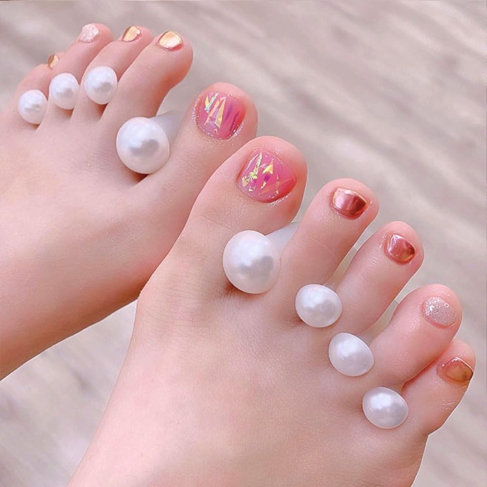 32PCS Silicone Toe Separators for Pedicure, Cute Daisy Flower strawberry Pearl Shaped Toe Nail Spacers for Pedicures Nail Art Salon Tools Nail Art Accessories