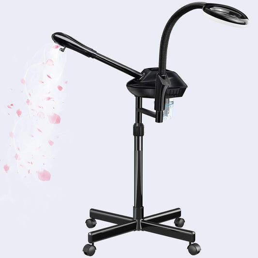 Professional Facial Steamer, 2 in 1 Ozone Facial Steamer with 5X Magnifying Lamp, face Steamer Professional, Suitable for Home Use or Beauty Spa Deep Cleansing and Hydration