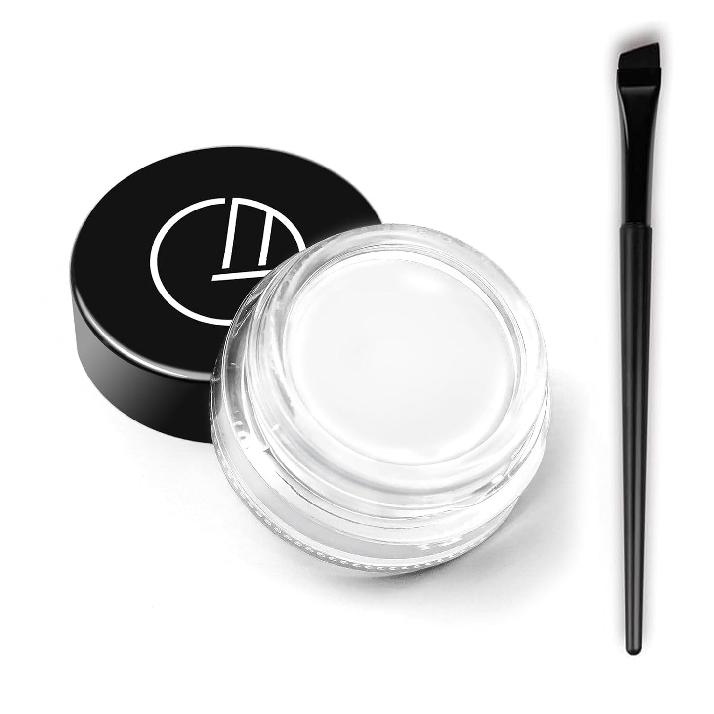 Eyeliner Gel Set,Long Lasting Waterproof With 5.51 IN Long Eyeliner Brush,High-Intensity Pigments Smudge-Proof Eye Liner Makeup Creamy Gel 5G-White