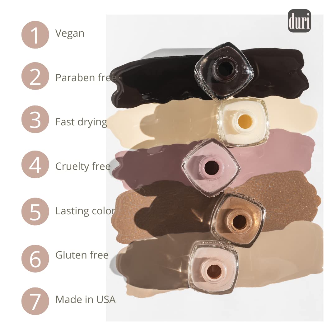 duri Nail Polish, 539 Path Of Light, Rose Gold Metalic, Semi Sheer Coverage, Glossy Finish, Fast Drying, Vegan, Gluten Free, 0.45 Fl Oz