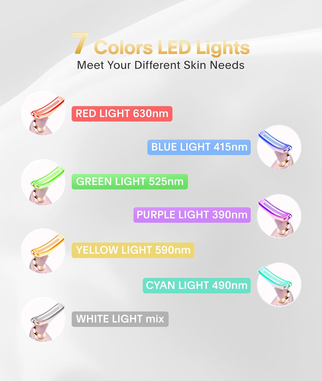 Light Based Face-Neck-Massager - 7 Color Portable Facial Massager for Skin Care, Glossy Pink