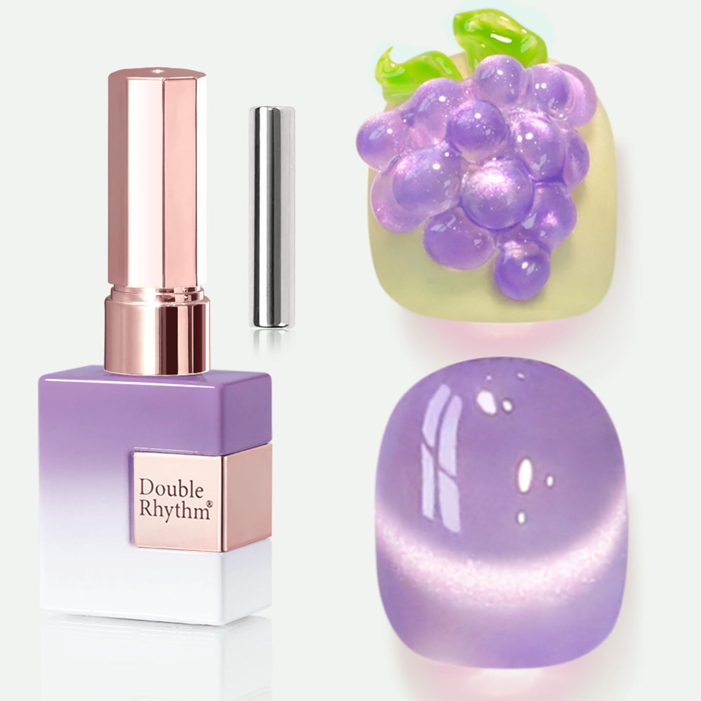 Double Rhythm 0.5 OZ Cat Eye Gel Polish with Magnet 15ML Holographic Glitter Shimmer Translucent Jelly Color Magnetic Nail Polish Salon DIY at Home (Lavender-MC1210)