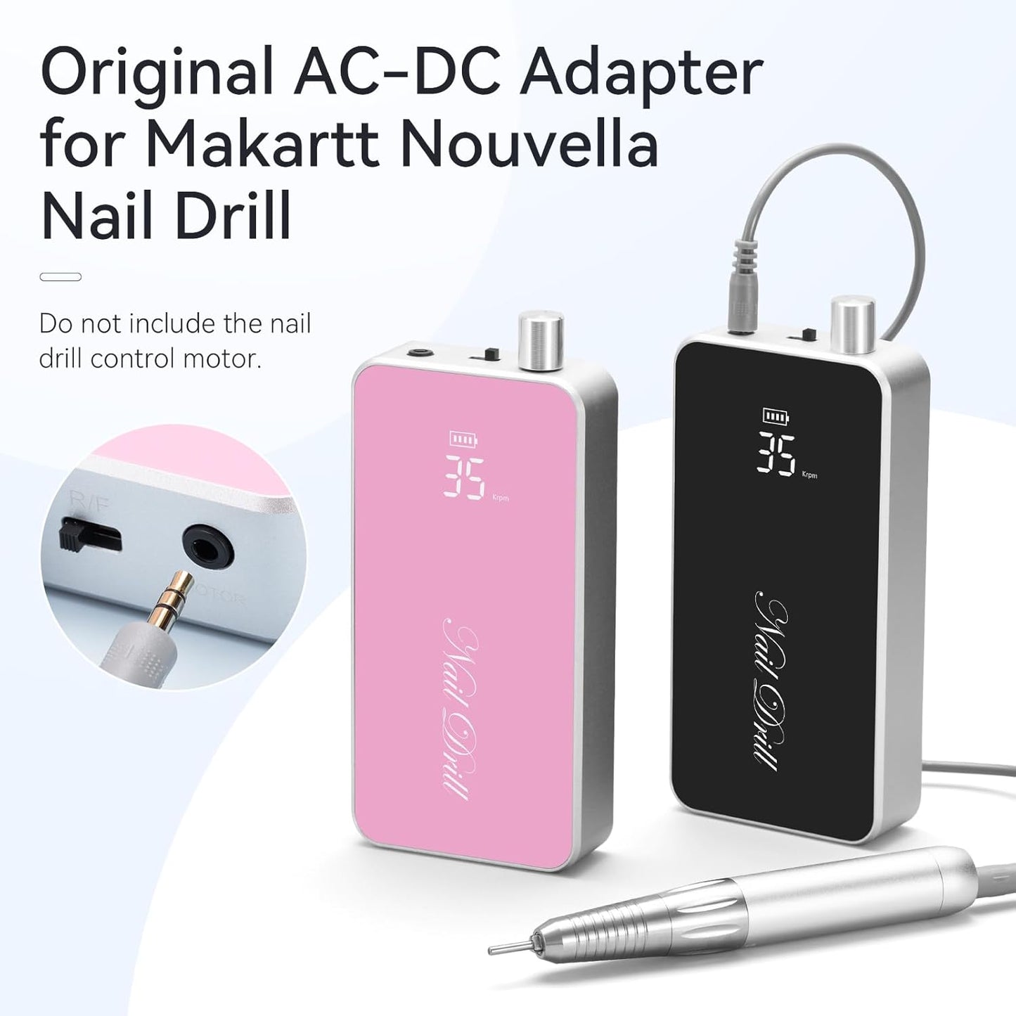 Makartt Nail Drill Handpiece for Nouvella, 35000RPM Rechargeable Electric File Machine Replacement for Manicure Art Tool