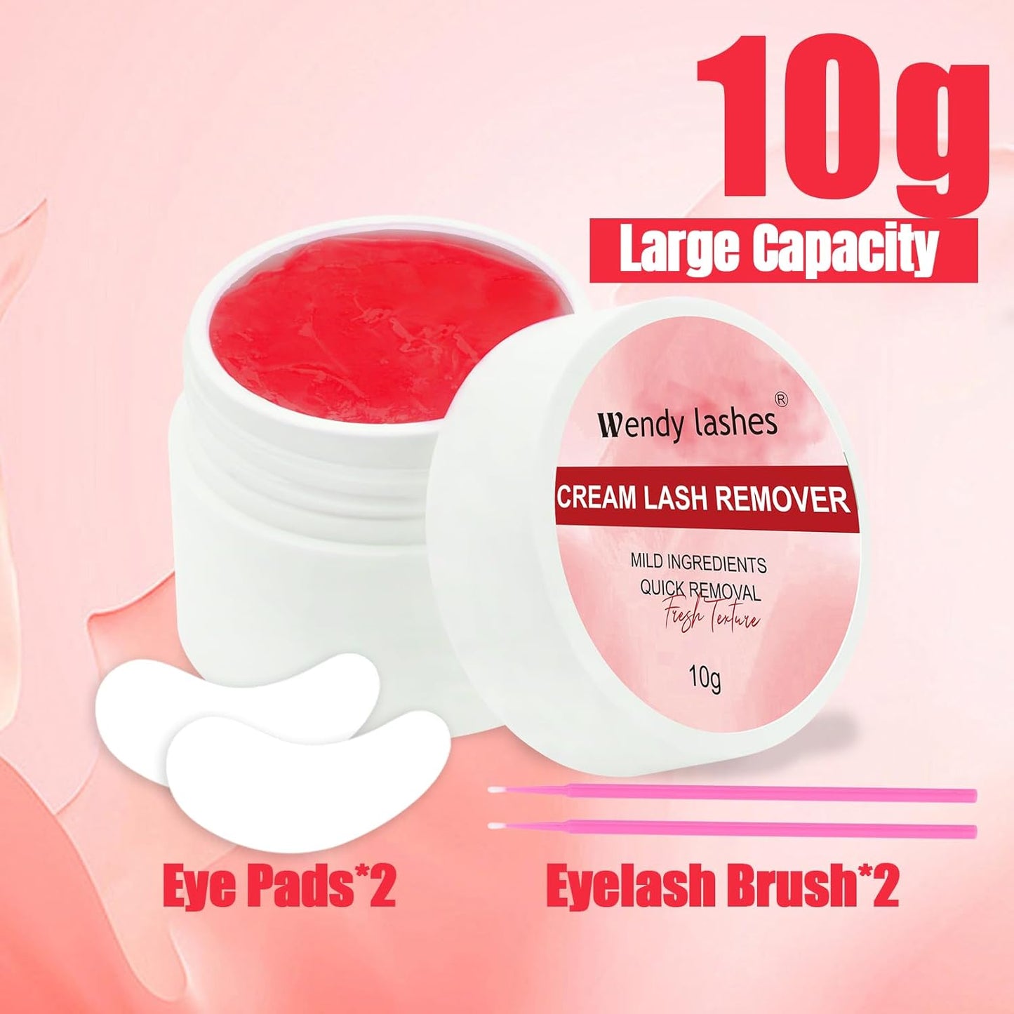 Wendy Lash Remover for Eyelash Extensions: Effectively Cluster Glue Remover Cream, Red No Flavored