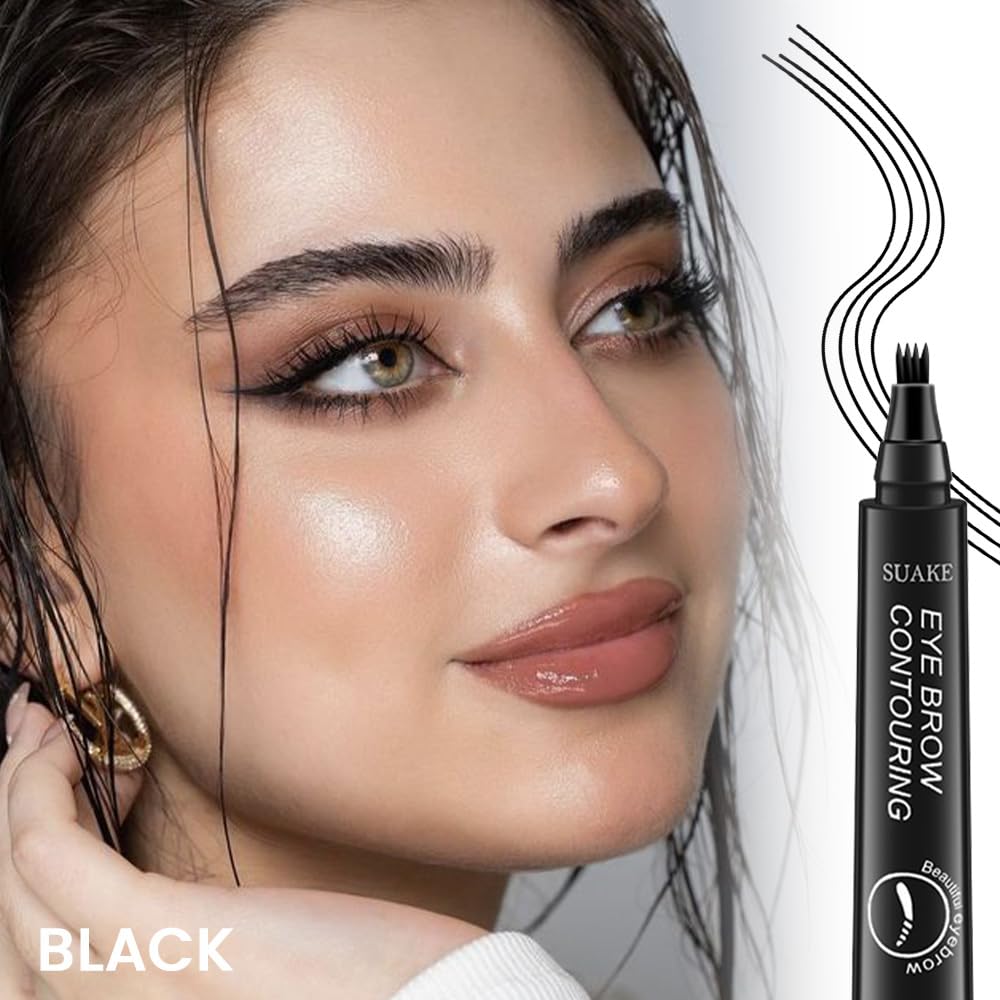 Eyebrow Ink Pencil by Brow Stylist -Micro 4 Point Brow Pen Lift & Snatch Eyebrow Pen Kits,Long-Lasting Waterproof Natural Eyebrow Hair (B-1Pc 05# Black)