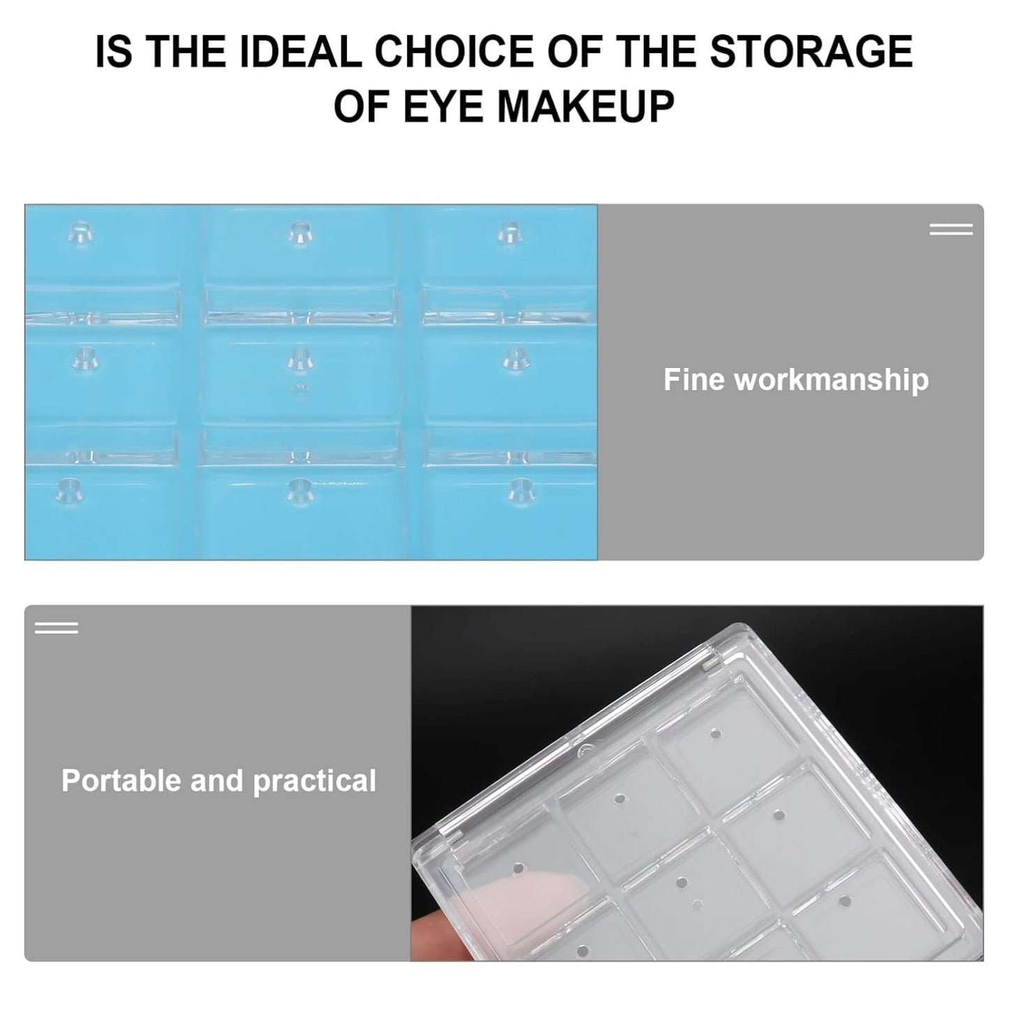 Empty Eyeshadow Palette Eyeshadow Makeup Palette Lipstick Container Makeup Empty Case for Blush Lipstick, 4Pcs 36 Grids