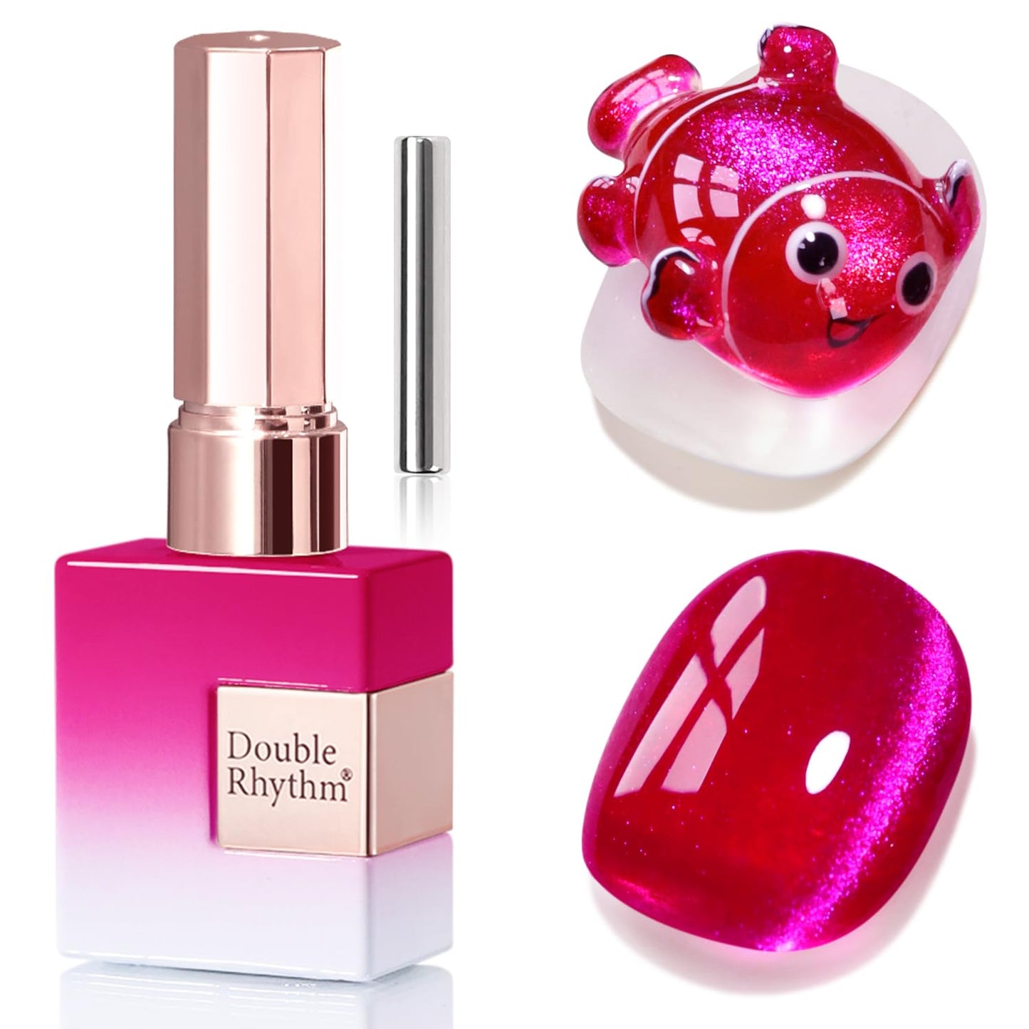 Double Rhythm 0.5 OZ Cat Eye Gel Polish with Magnet 15ML Holographic Glitter Shimmer Translucent Jelly Color Magnetic Gel Polish Salon DIY at Home (Pitaya Purple-MC1288)