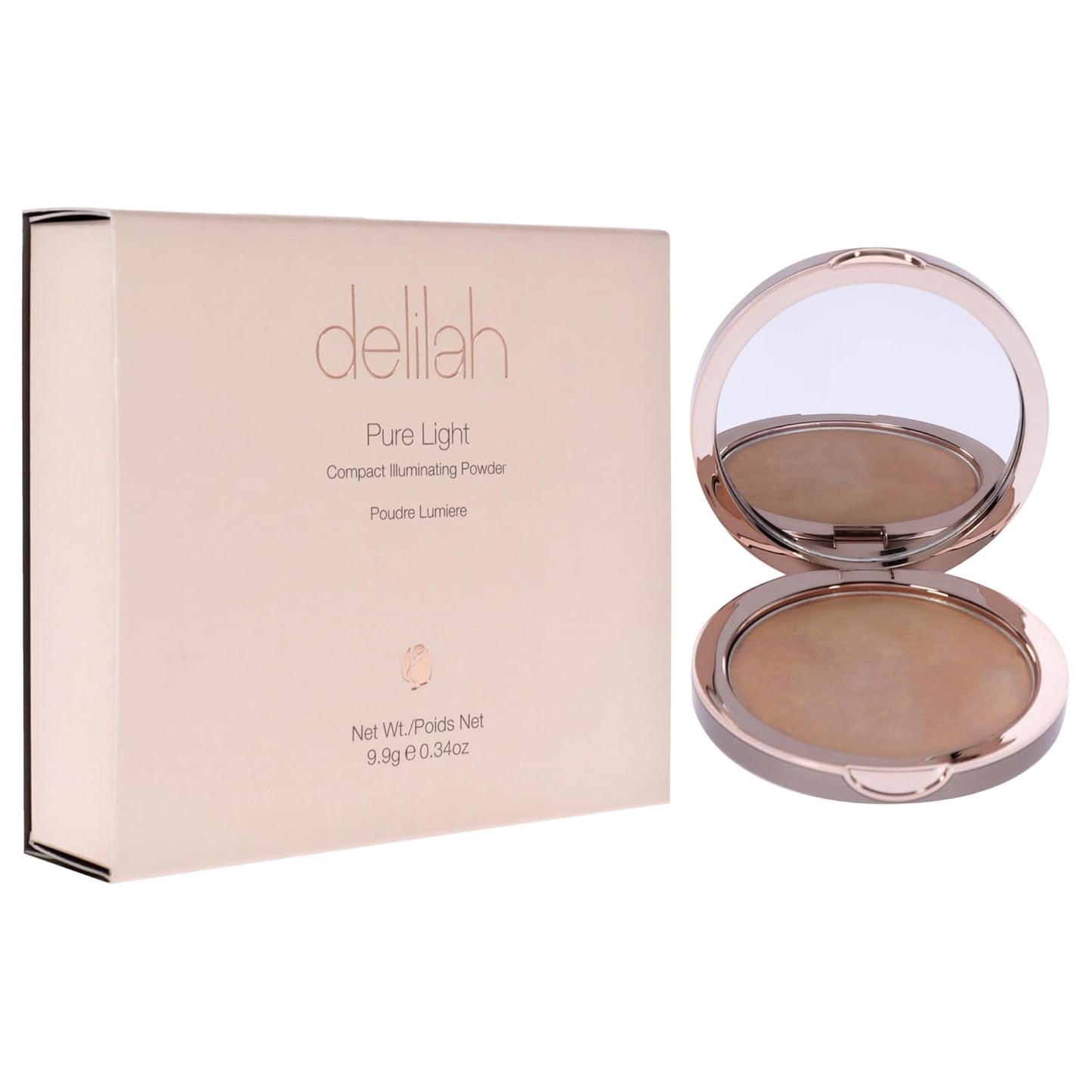 delilah - Pure Light Compact Illuminating Powder - Aura - Lightweight, Long Lasting, Loose Setting Powder Face Makeup For Brightening And Radiant Finish - Light Coverage - Vegan - Cruelty No-0.34 oz