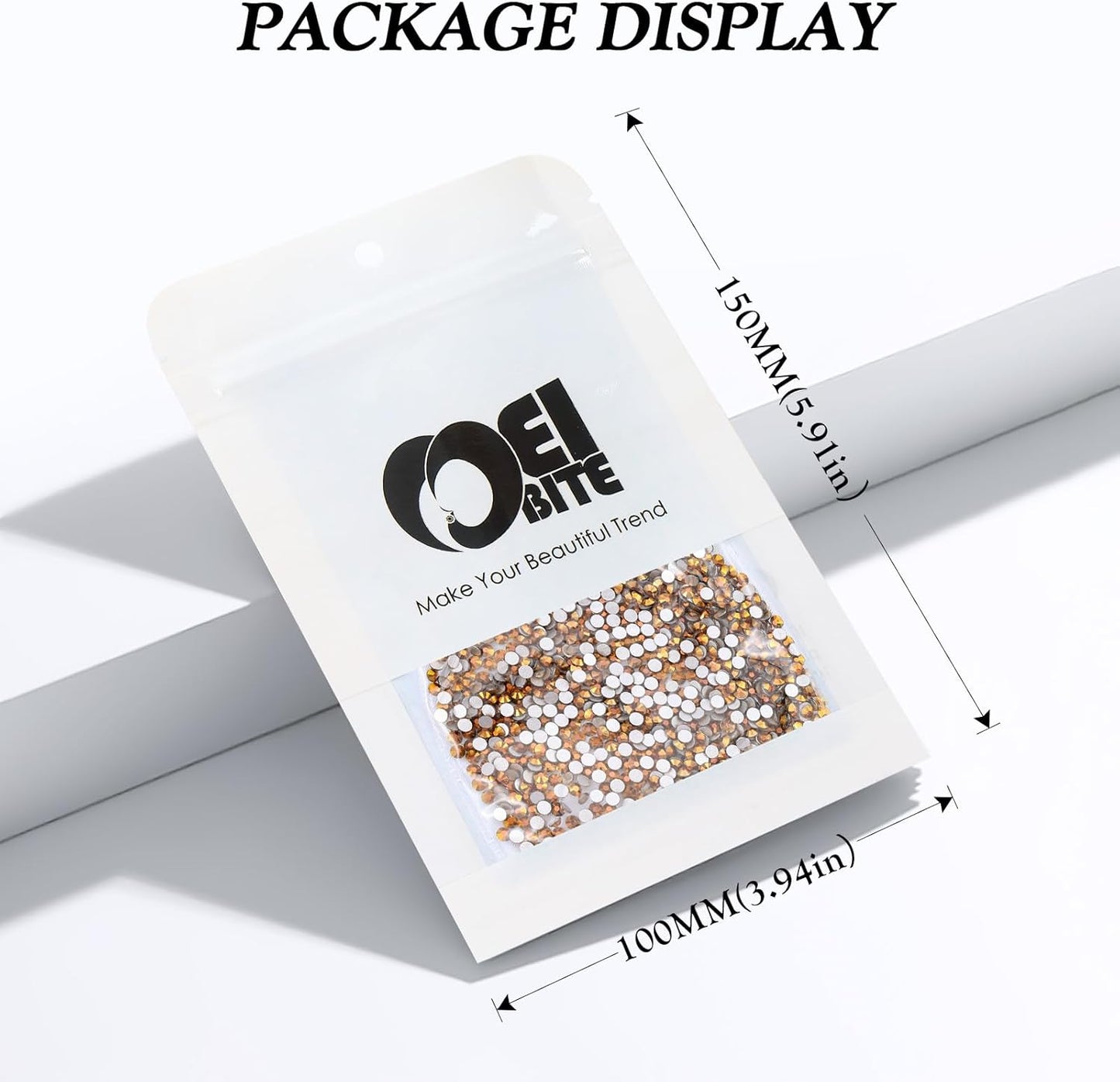 Gold Flatback Rhinestones, Glass Rhinestones for Nail Art and Craft, Glue Fix, Loose Crystal Gemstones(Gold, SS8, 2880pcs, 2.3-2.5mm)