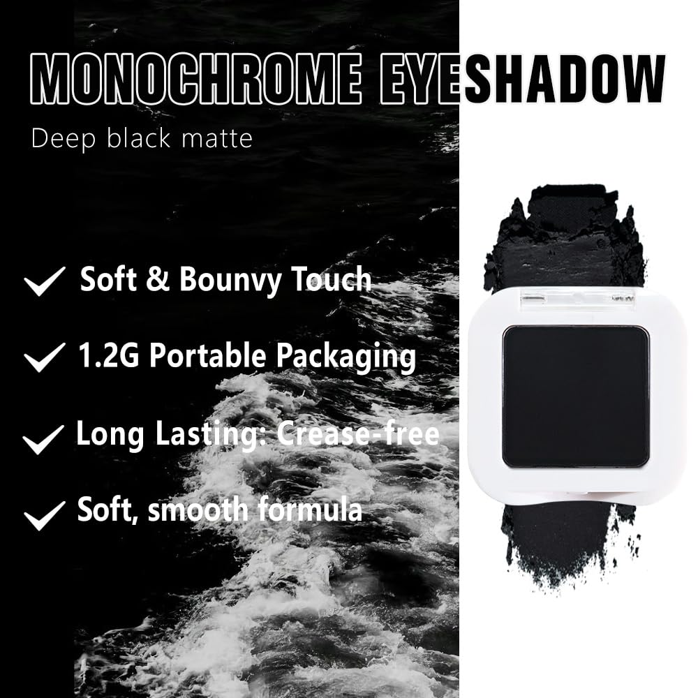 Dark Black Matte Eyeshadow – Smoked Eye Shadow, Daily Waterproof Long-Lasting Eyeshadow Powder Palette for Women Neutral Eye Makeup sombras para ojos (04)