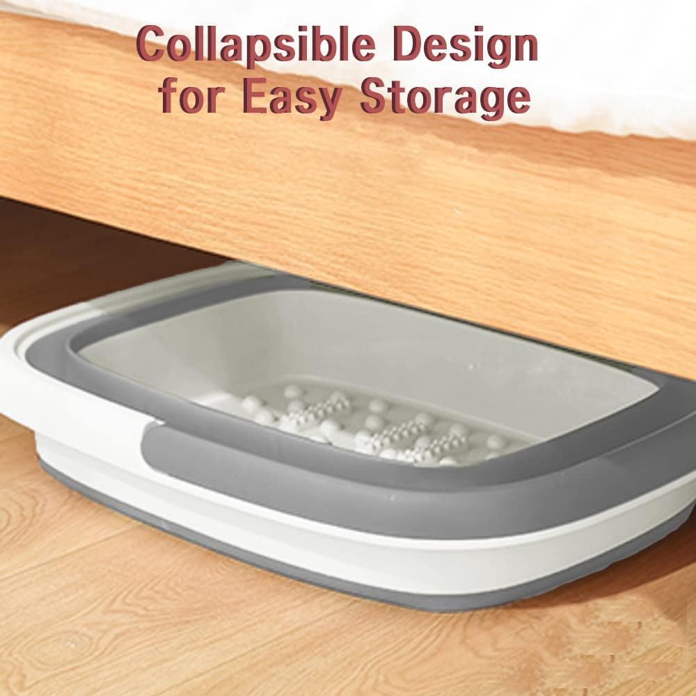 Beinilai Collapsible Foot Bath Kit, Foot Soaking Tub with Handle and Massage Acupoint, Tea Tree Oil Foot Soak with Epsom Salt, and Pedicure Feet File