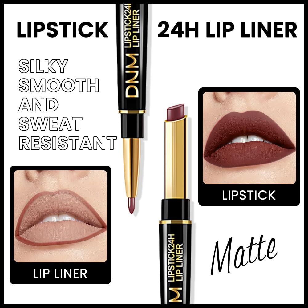 evpct 1Pcs Matte Lip Liner and Lipstick Combo Set Kit for Women, Magic Neutral Lipsticks 24 Hours Original Lipstick and Lips Liner Pencil Stain Gloss Makeup Long Lasting Waterproof,32# MORE TRUFFLE