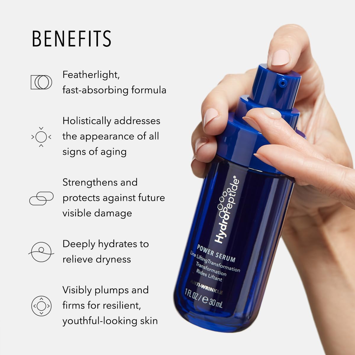 HydroPeptide Power Serum, Anti-Aging Lifting Wrinkle Treatment, Increases Skin Hydration, 1 Ounce