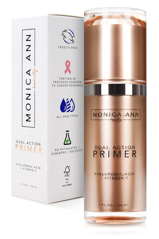 Dual-Action Face Primer - 30 mL | Hydrating Makeup Primer With Vitamin C & Hyaluronic Acid | Smoothing Translucent Matte Pore Minimizer | Foundation Primer For Any Skin Tone
