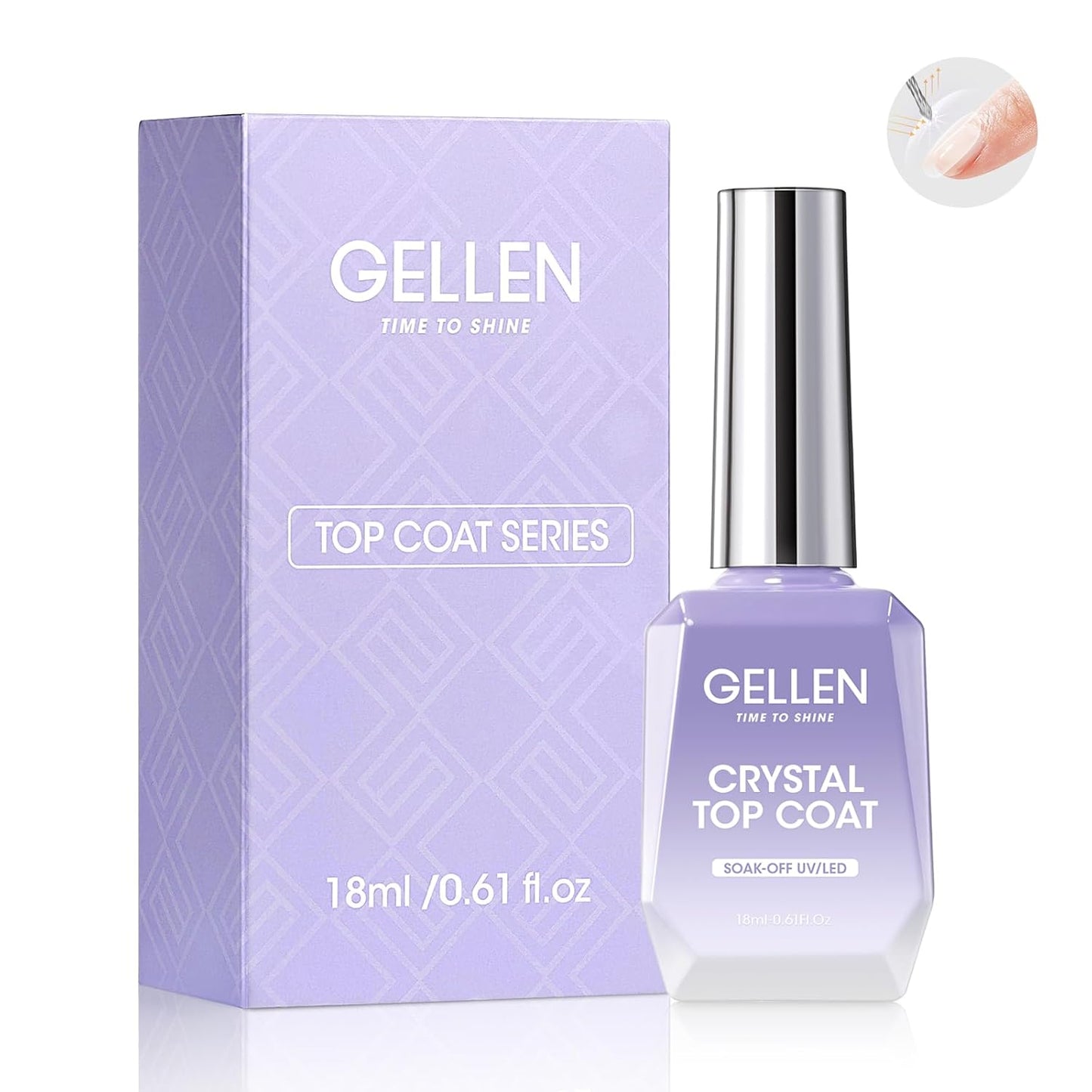 Gellen 18ml Gel Top Coat, Superior High Gloss Shiny Nail Polish Finish, Long Lasting Top Coat for DIY Nail Art Manicure