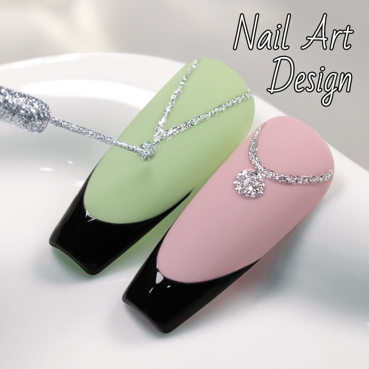 Double Rhythm 15 Ml Metallic Gel Liner Nail Art Bronze Mirror Chrome Painted Drawing Stripper 3D Effect Gel Polish (Glitter Silver-L1001)