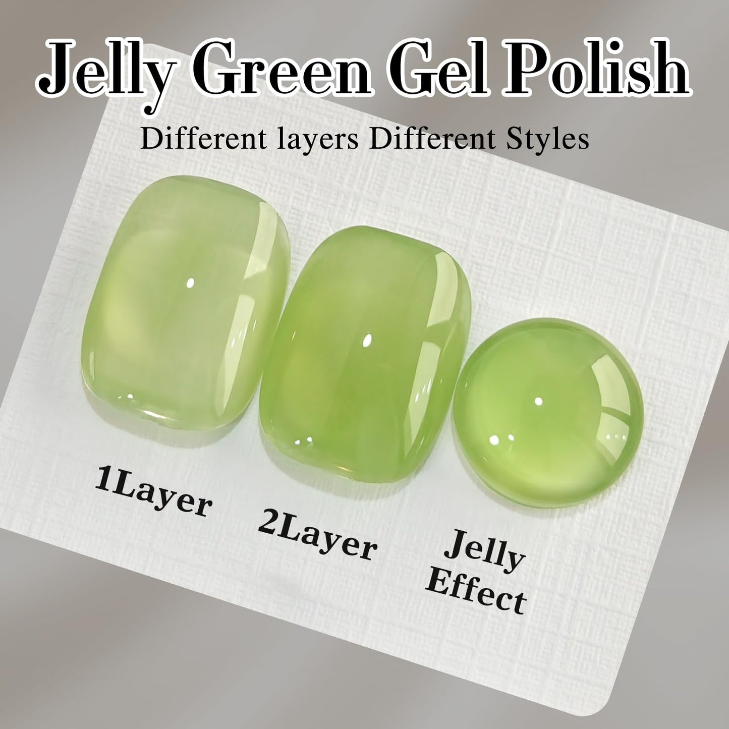 Double Rhythm Translucent Gel Polish Sheer Neutral Natural Light Milky Same Color Same Bottle 15ML Jelly Nail Polish Nail Art DIY at Home (Green-A1408)