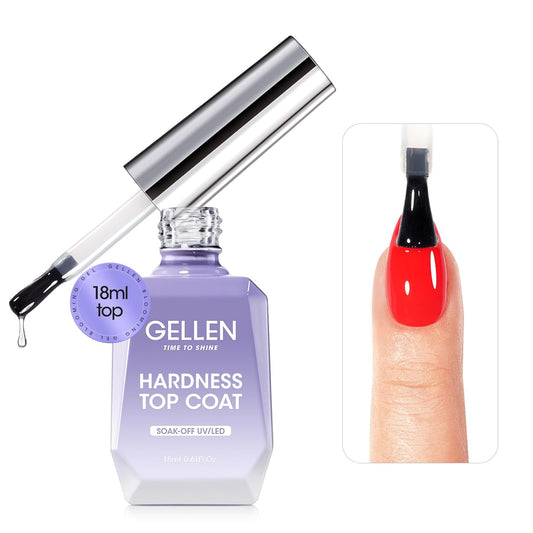 GELLEN No Wipe Gel Top Coat, 18ml Tempered Scratch Resistant Clear Nail Polish Finish, Soak Off UV Lamp Top Gel, High Gloss Shiny & Long Lasting Top Coat for Starter Nail Salon Art DIY Manicure