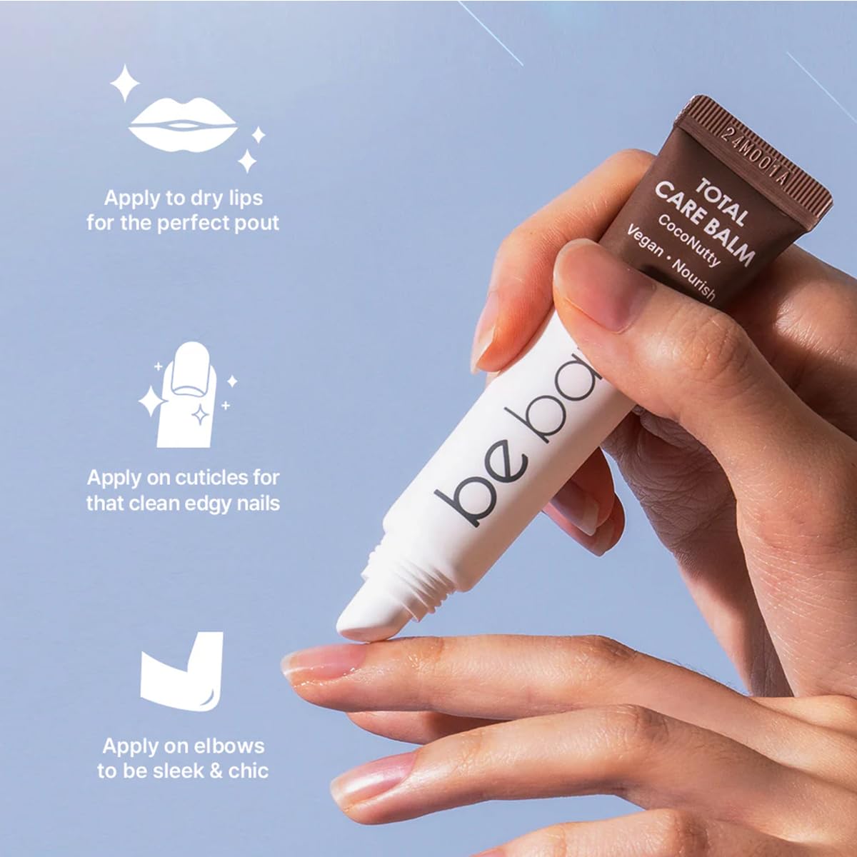 Total Care Balm Variety Pack - Berry Burst, Peachy Pleasure, CocoNutty Nourishing Multi-Balm with Vitamin E for Moisturizing Lips, Nails, Elbows and Dry Skin (3 pc)