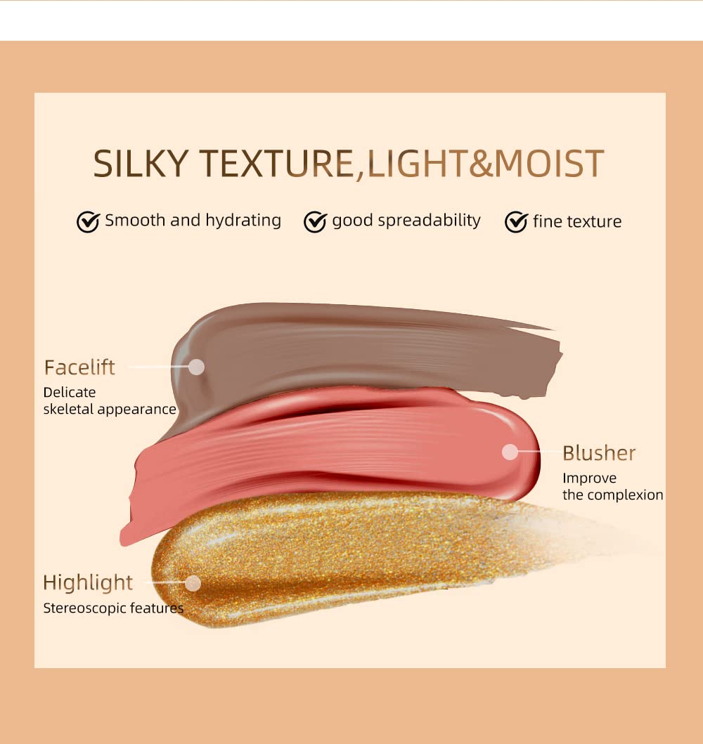 Highlighter Beauty Wand, Cream Liquid Highlighter Makeup Stick, Silky Smooth Face Shimmer Bronzer Stick with Cushion Applicator, Lightweight Body Face Glowing Highlighter, Cruelty-free（Pearl White）