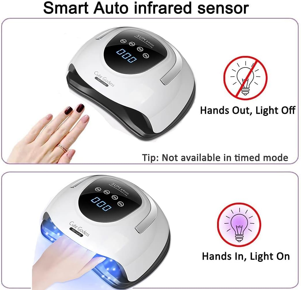 UV LED Nail Lamp for Gel Polish 220W Fast Gel Nail Polish Professional Dryer Nail Curing Light 57 Lamp Beads Auto Sensor for Fingernail & Toenail