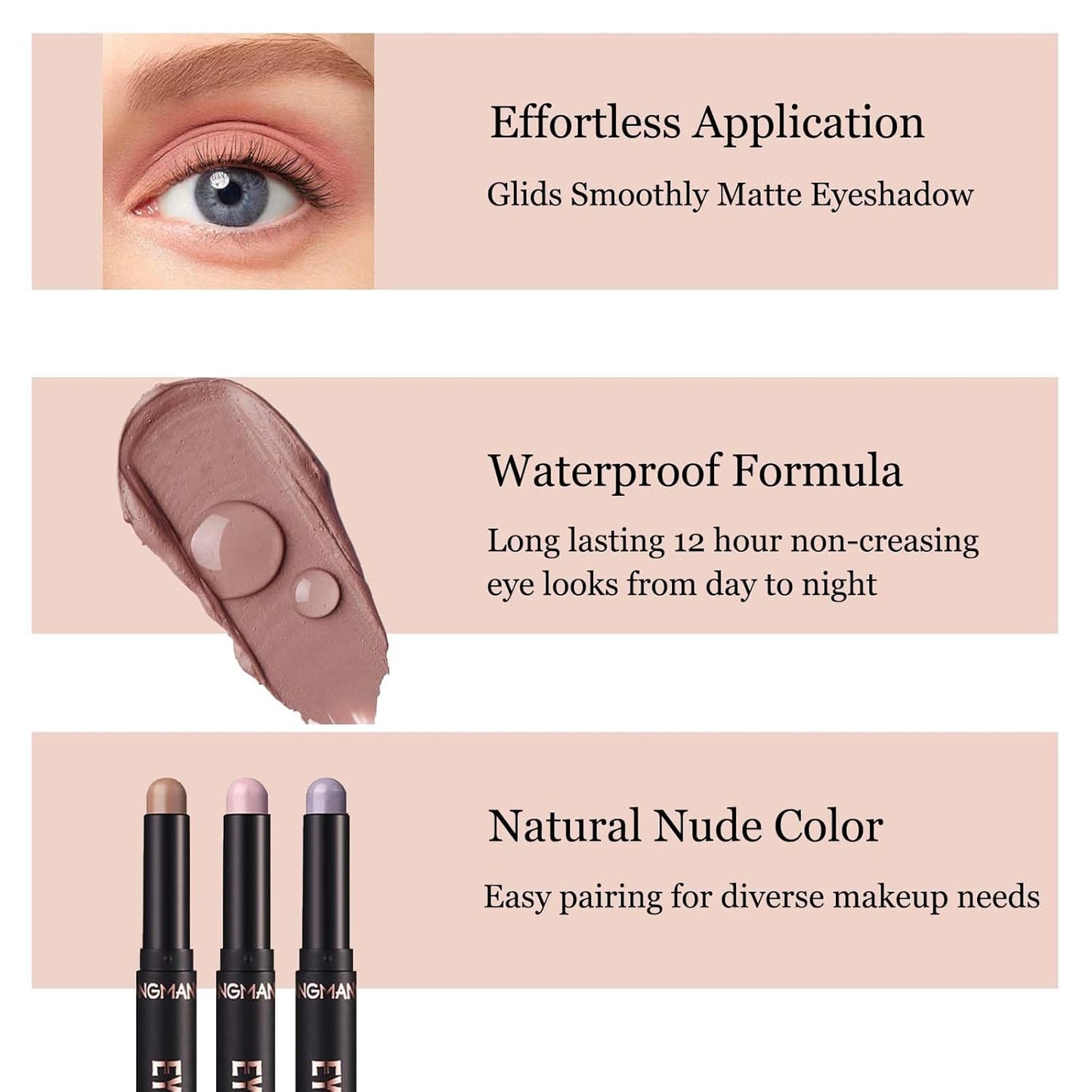 Eyeshadow Stick Cream Single Eyeshadow Pencil Makeup, High Pigmented Crease-proof Eye Shadow Brightener Stick, Hypoallergenic Waterproof Long Lasting eye Highlighter Stick(11# Rose Pink Matte)