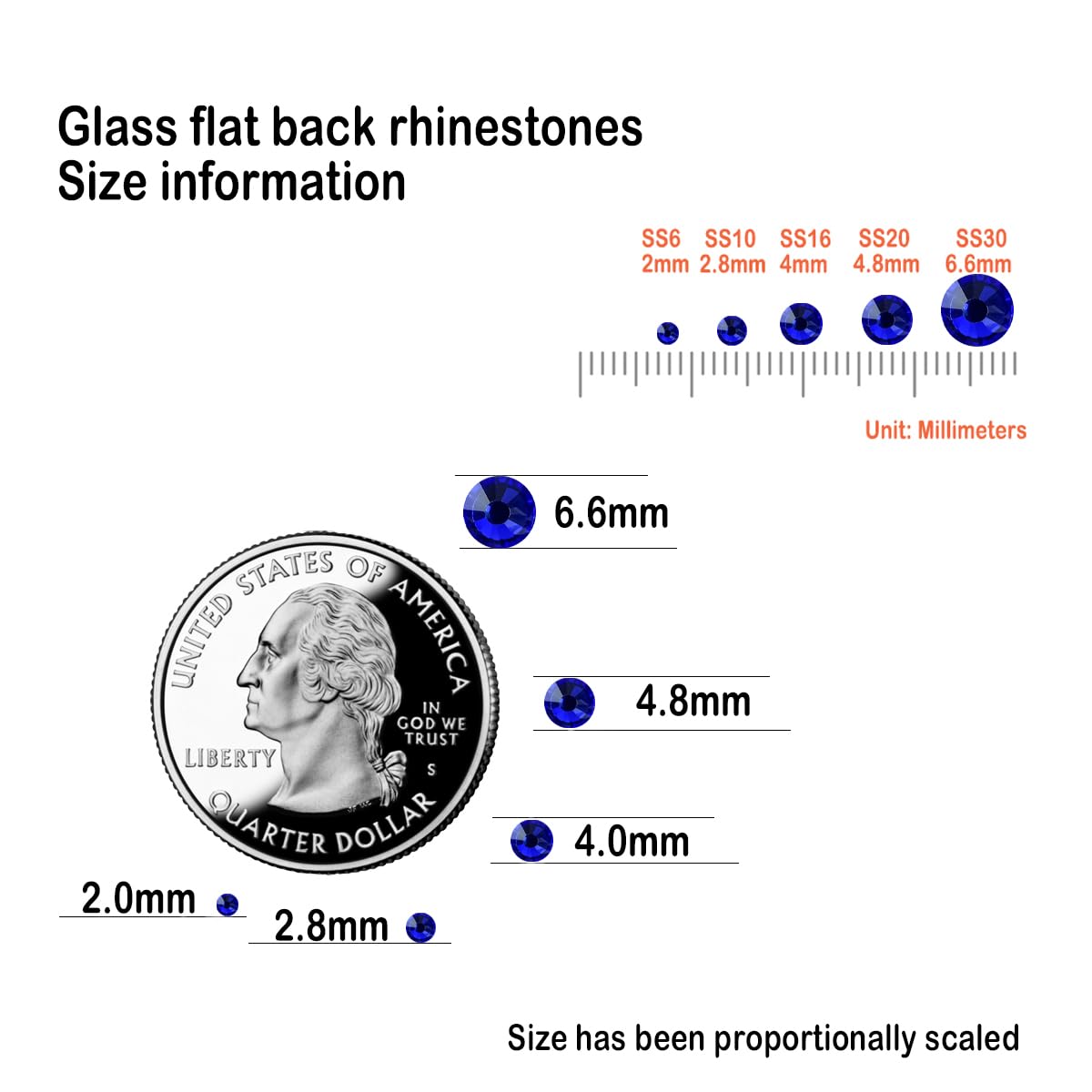 Flatback Glass Rhinestones,Bedazzler Gems 1440pcs Non Hotfix Crystal Rhinestones for Nail Charms Crafts Clothes Tumblers,Sapphire,SS20