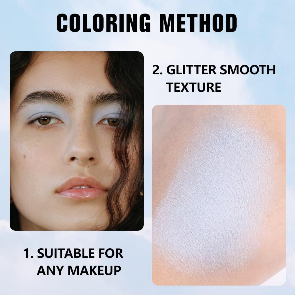 evpct Light Blue Matte Single Eyeshadow Palette, Pastel Sky Blue Natural Cream Powder Matte Eye Shadow Palette Makeup for Older Women, Highly Pigmented Mini Monochrome Eyeshadow Sombra Para Ojos