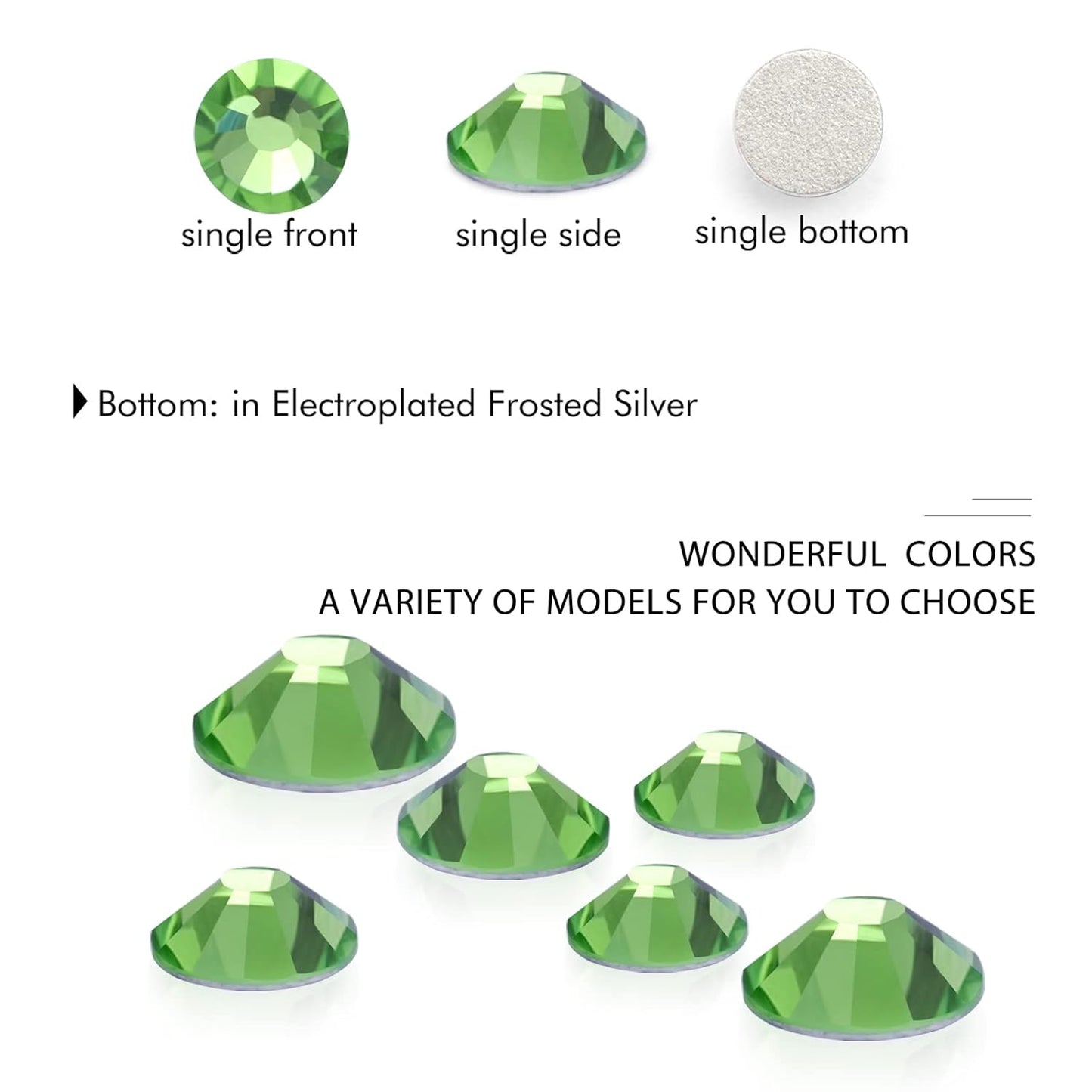 1440Pcs Light Green Crystal Rhinestones,Glass Flatback Rhinestones Gemstones Small for Nail Face Makeup Art Crafts Clothes Decoration - (SS4,1.6mm,Light Green)