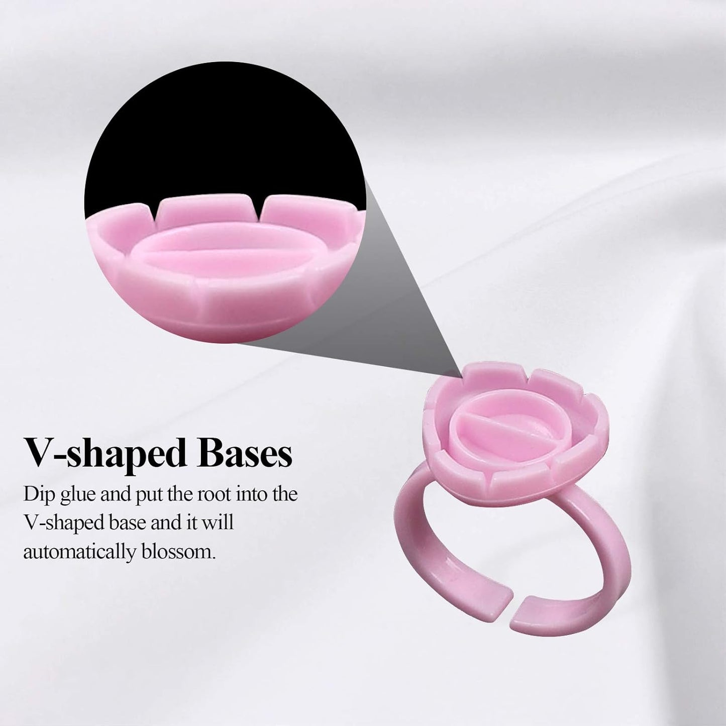 Fenshine 100 PCS Lash Glue Holder Glue Ring Cups Lash Extension Volume Lashes Quick Blossom Cups for Eyelash Extension Supply, 2 Methods of Use (Pink)