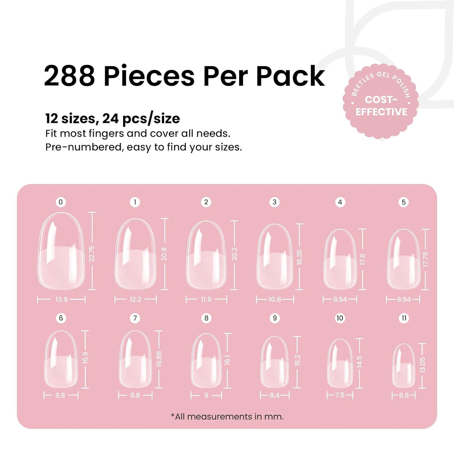 Beetles Gel Nail Tips Short Oval Fake Nails 288Pcs Pre-Shaped Half Matte Press on Nail Tips Full Cover False Nails Gifts for Girls Women Gelly Tips Home DIY Nail Extension