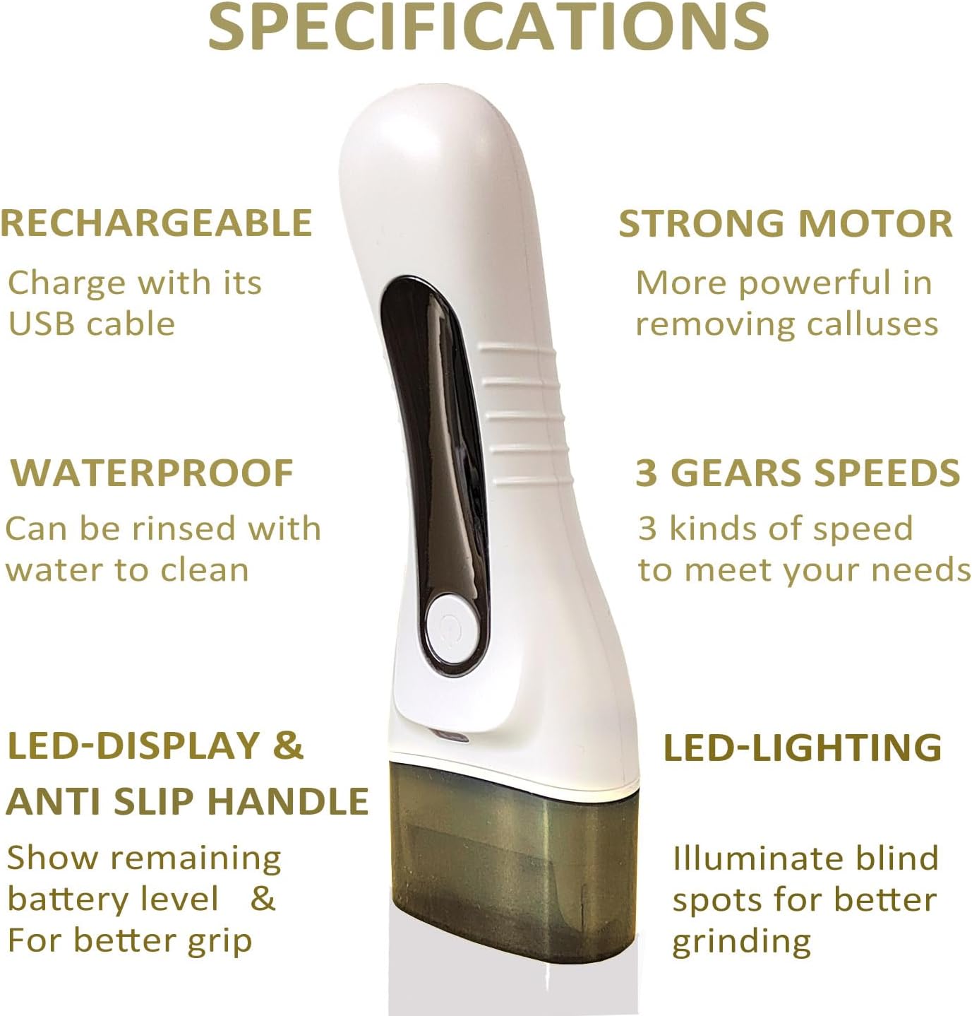 Electric Callus Remover for feet - FSA Eligible - Portable Rechargeable Electric Foot Files with 3 Heads - Pedicure Kit for Dry Dead Hard Cracked Skin