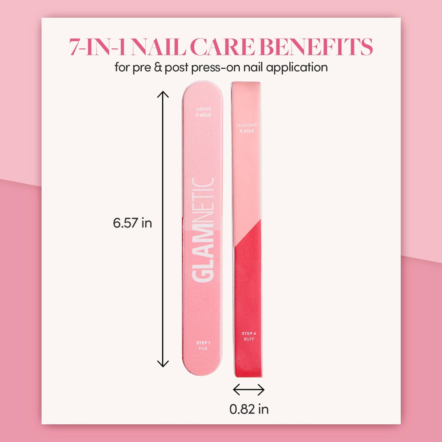 Glamnetic 7-in-1 Nail Buffer | All-in-One, 7 Step Nail Buffing Block for Filing, Shaping, Smoothing & Polishing | Lightweight & Easy to Use | EVA & Sandpaper Nail File Buffer